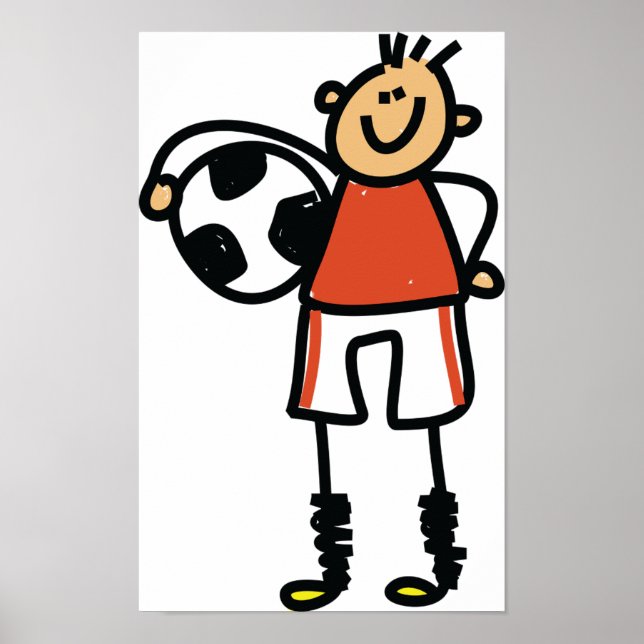 Stick Figure Soccer Boy Football Player Poster (Front)