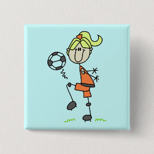 Stick Figure Soccer Tshirts and Gifts 2 Inch Square Button