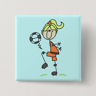 Stick Figure Soccer Tshirts and Gifts 2 Inch Square Button
