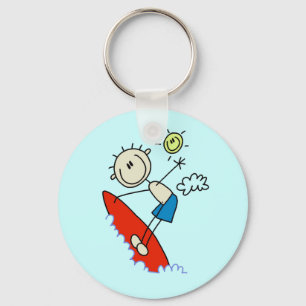 Stick Figure Surfer Boy Tshirts and Gifts Keychain