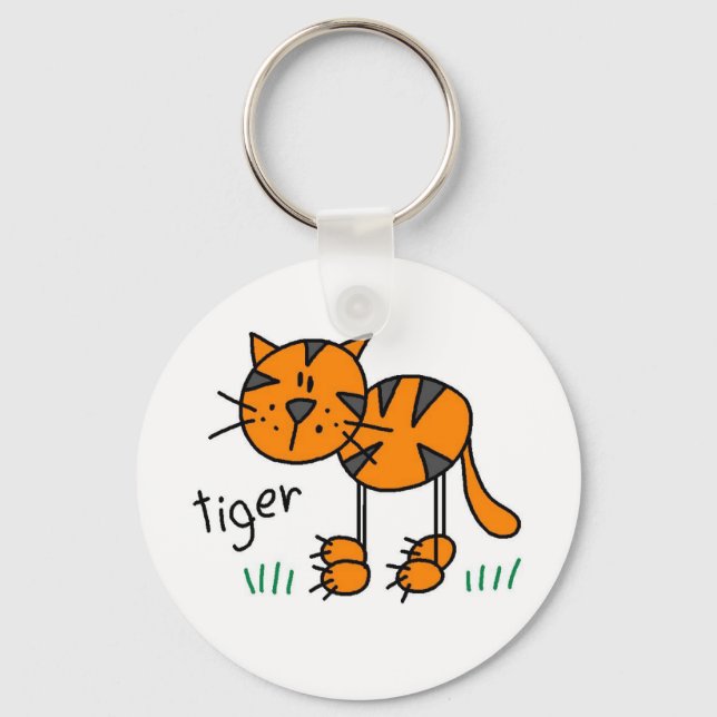 Stick Figure Tiger T-shirts and Gifts Keychain (Front)