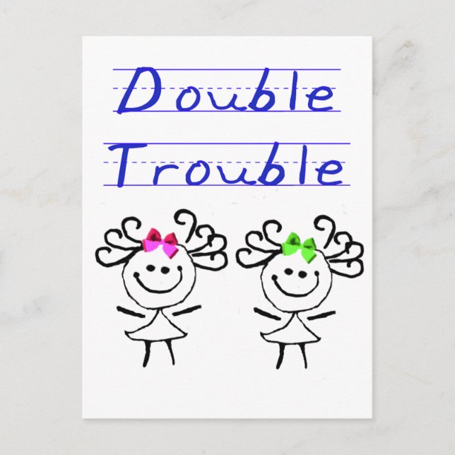 Stick Figure Twin girls Postcard (Front)