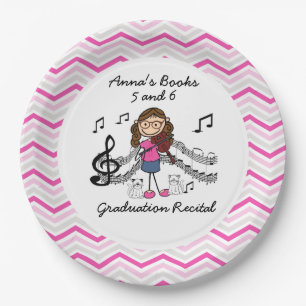 Stick Figure Violin Player Chevron Paper Plates
