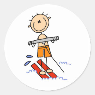 Stick Figure Water Skiing Stickers