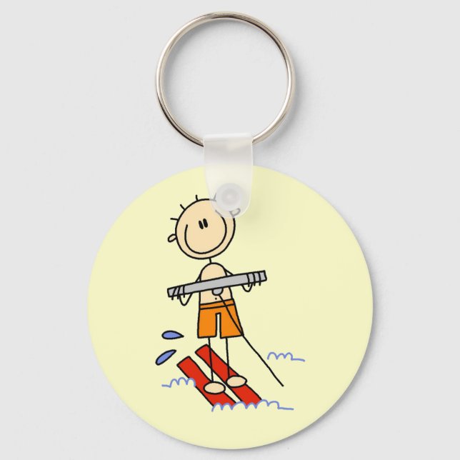 Stick Figure Water Skiing Tshirts and gifts Keychain (Front)