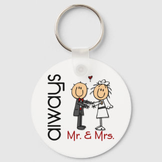 Stick Figure Wedding Couple Mr. & Mrs. Always Keychain