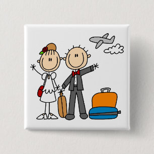 Stick Figure Wedding Honeymoon T-shirts and Gifts 2 Inch Square Button