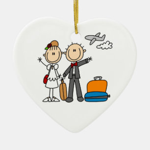 Stick Figure Wedding Honeymoon T-shirts and Gifts Ceramic Ornament