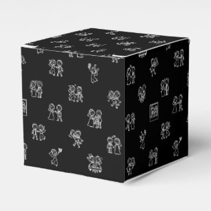Stick Figure Wedding Moments – White on Black Dood Favor Box