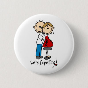 Stick Figure We're Expecting 2 Inch Round Button