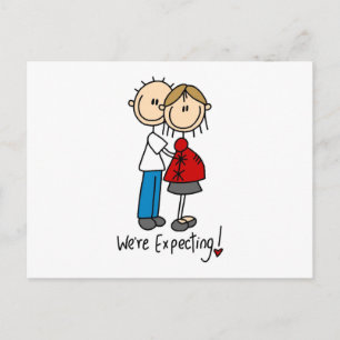 Stick Figure We're Expecting Announcement Postcard