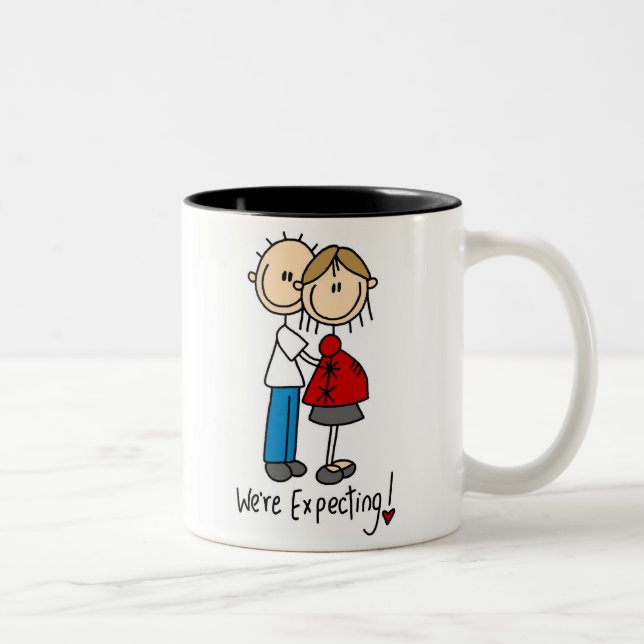 Stick Figure We're Expecting Two-Tone Coffee Mug (Right)