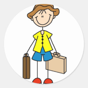 Stick Figure With Luggage Sticker