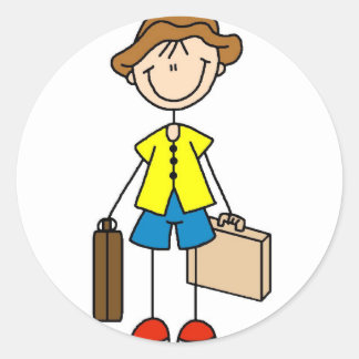 Stick Figure With Luggage Sticker