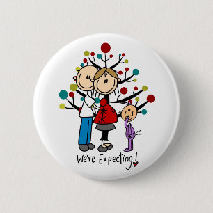 Stick Figures Expectant Parents Girl 2 Inch Round Button