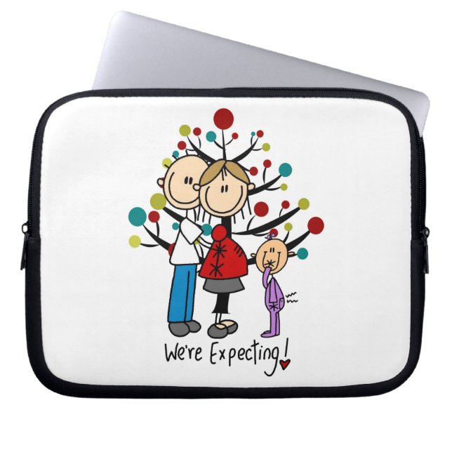 Stick Figures Expectant Parents Girl Laptop Sleeve (Front)
