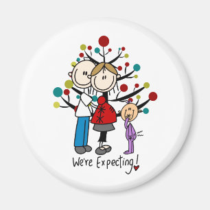Stick Figures Expectant Parents Girl Magnet