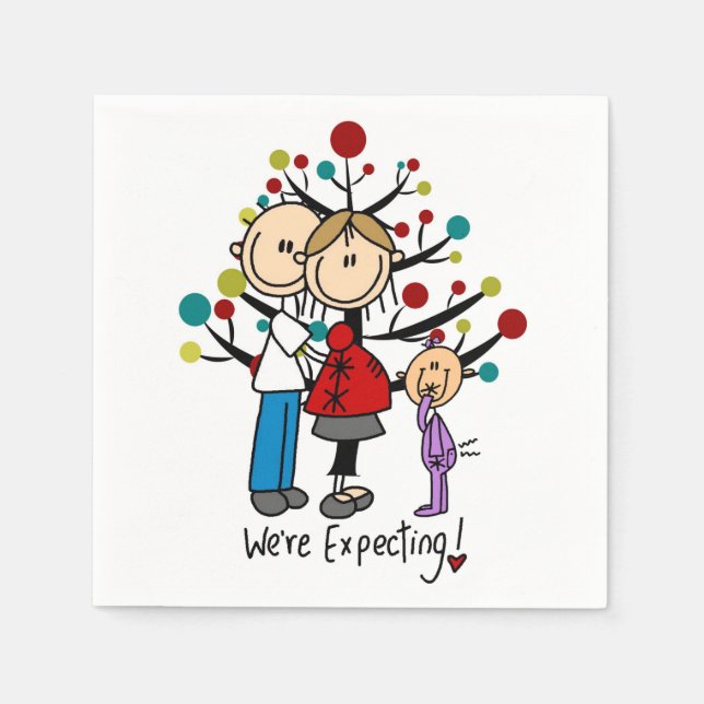 Stick Figures Expectant Parents Girl Napkin (Front)