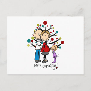Stick Figures Expectant Parents Girl Postcard