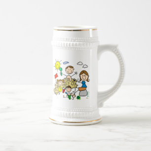 Stick Figures Family Beach Fun Beer Stein