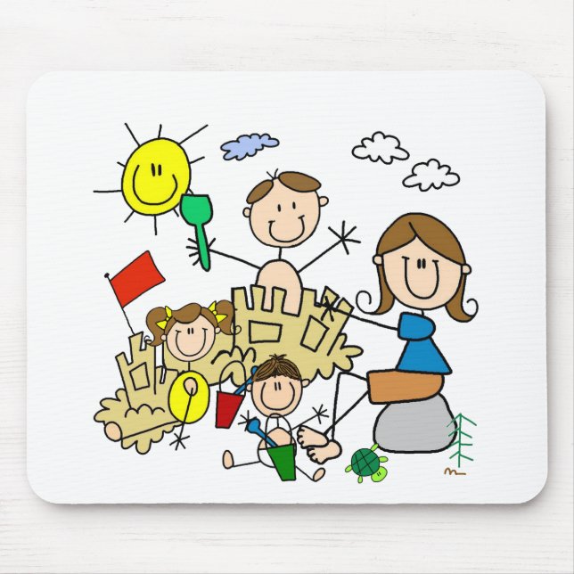 Stick Figures Family Beach Fun Mouse Pad (Front)