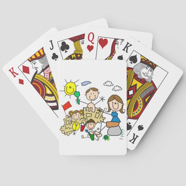 Stick Figures Family Beach Fun Playing Cards (Back)
