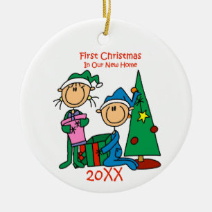 Stick Figures First Christmas New Home Ornament