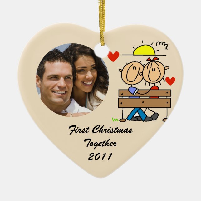 Stick Figures First Christmas Together Ornament (Front)