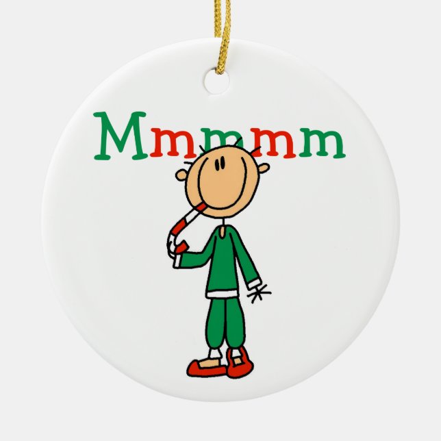 Stick Figures Mmm Candy Canes Ornament (Front)