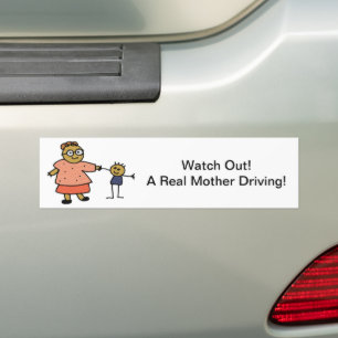 Stick Figures of Mother and Child for Mother's Day Bumper Sticker