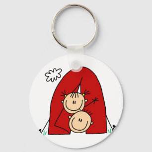 Stick Figures Tenting Tshirts and Gifts Keychain