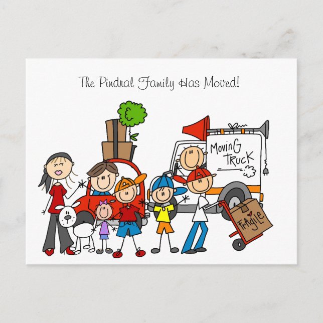 Stick Figures We Moved Postcards (Front)