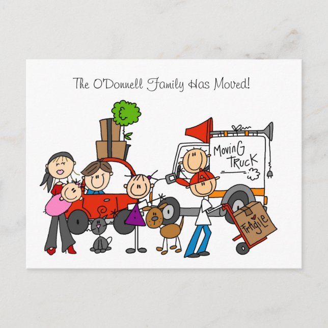 Stick Figures We Moved Postcards (Front)