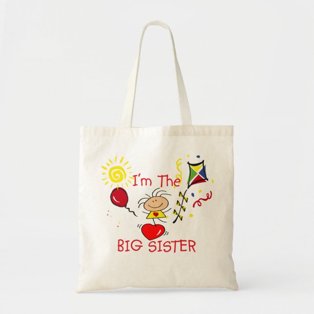 Stick Fiigure Big Sister Girl Tote Bag (Front)