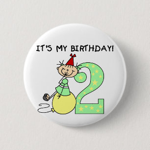 Stick Girl 2nd Birthday Tshirts and Gifts 2 Inch Round Button