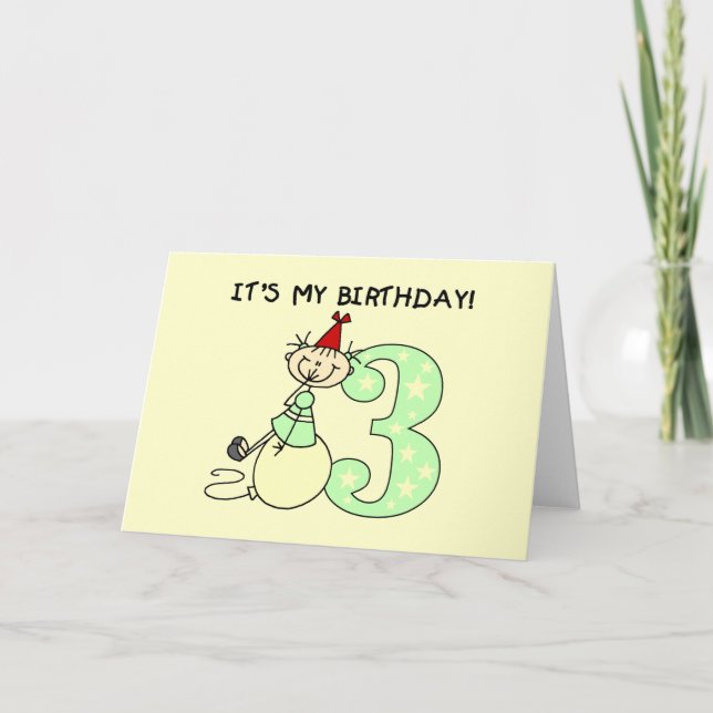 Stick Girl 3rd Birthday Tshirts and Gifts Card (Front)