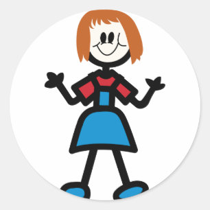 Stick Girl Classic Round Sticker