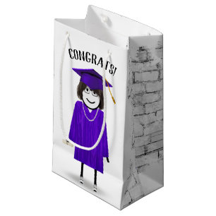 Stick Girl Graduate with Diploma Small Gift Bag