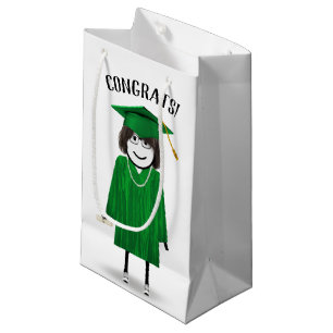 Stick Girl Graduate with Diploma Small Gift Bag