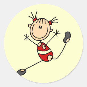 Stick Girl Gymnast Tshirts and Gifts Classic Round Sticker