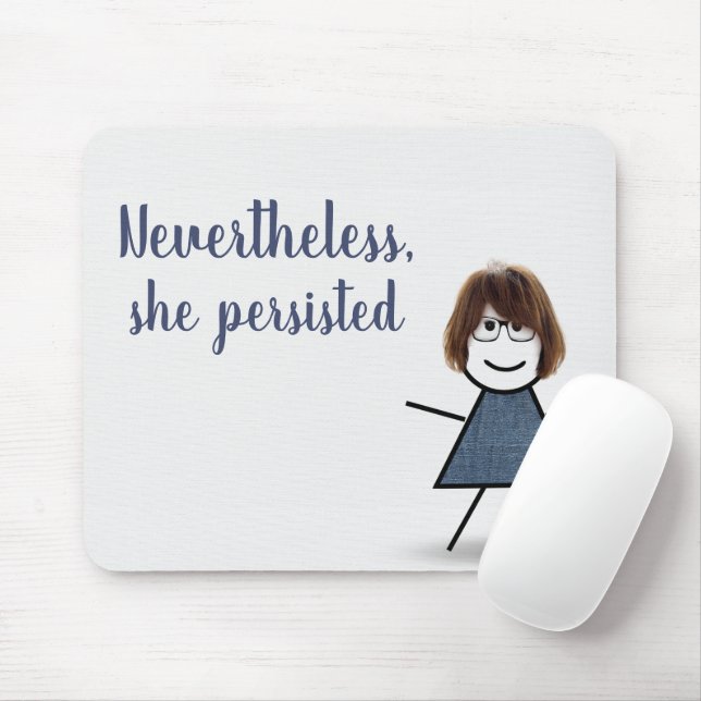 Stick Girl in Denim Dress with Quote   Mouse Pad (With Mouse)