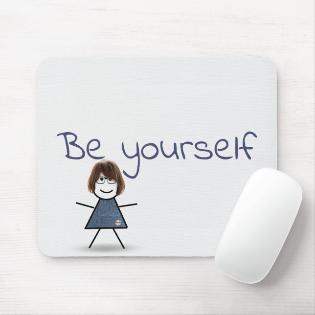 Stick Girl in Denim Dress with Quote   Mouse Pad (With Mouse)