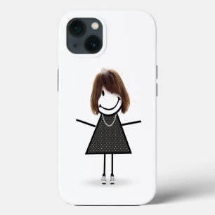 Stick Girl In Sneakers with Hair iPhone 13 Case