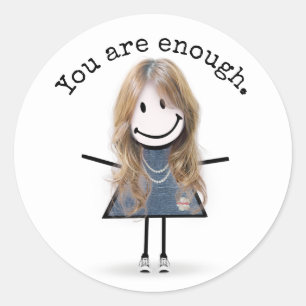 Stick Girl In Sneakers with Quote Classic Round Sticker