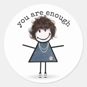 Stick Girl In Sneakers with Quote   Classic Round Sticker