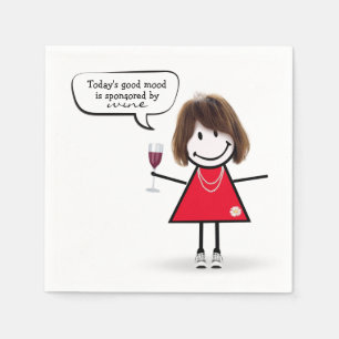 Stick Girl in Sneakers with Wine Napkin