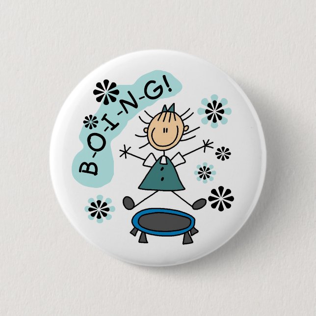 Stick Girl on Trampoline 2 Inch Round Button (Front)