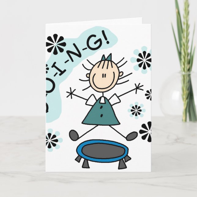 Stick Girl on Trampoline Card (Front)