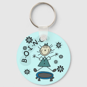 Stick Girl on Trampoline T-shirts and Gifts Keychain