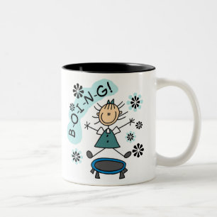Stick Girl on Trampoline Two-Tone Coffee Mug